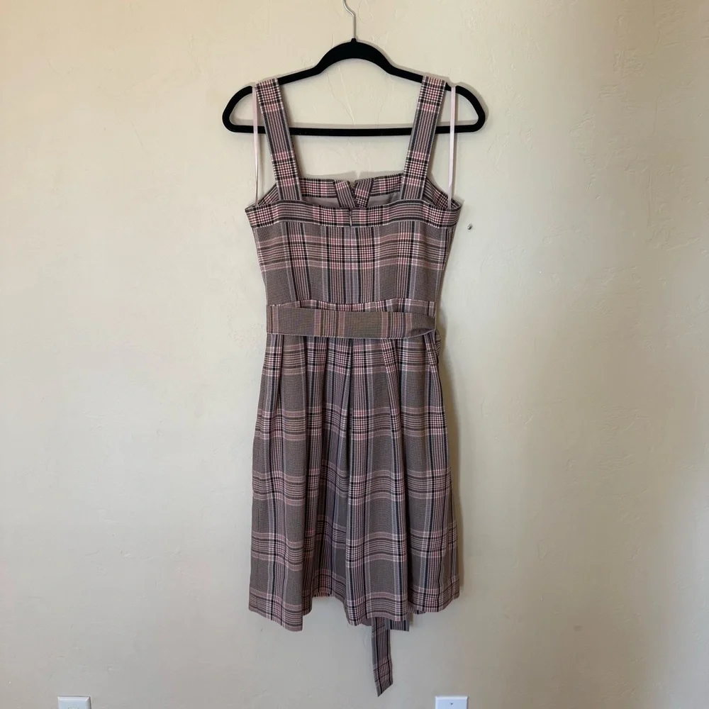 Anthropologie Gal Meets Glam Madison Brown Plaid Midi Dress Square Neck Size 2 - Picture 6 of 9
